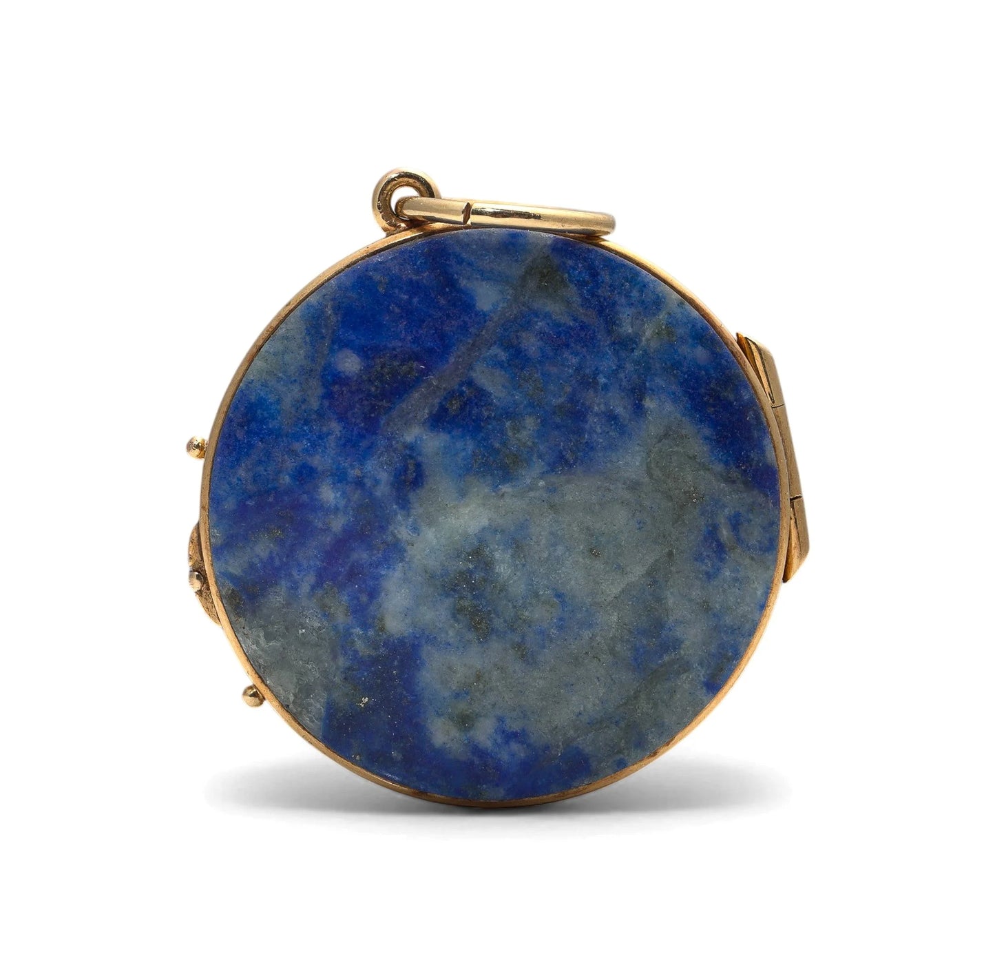 Antique 18 Carat Yellow Gold Lapis Lazuli Religious Icon Locket Pendant, Circa 1900