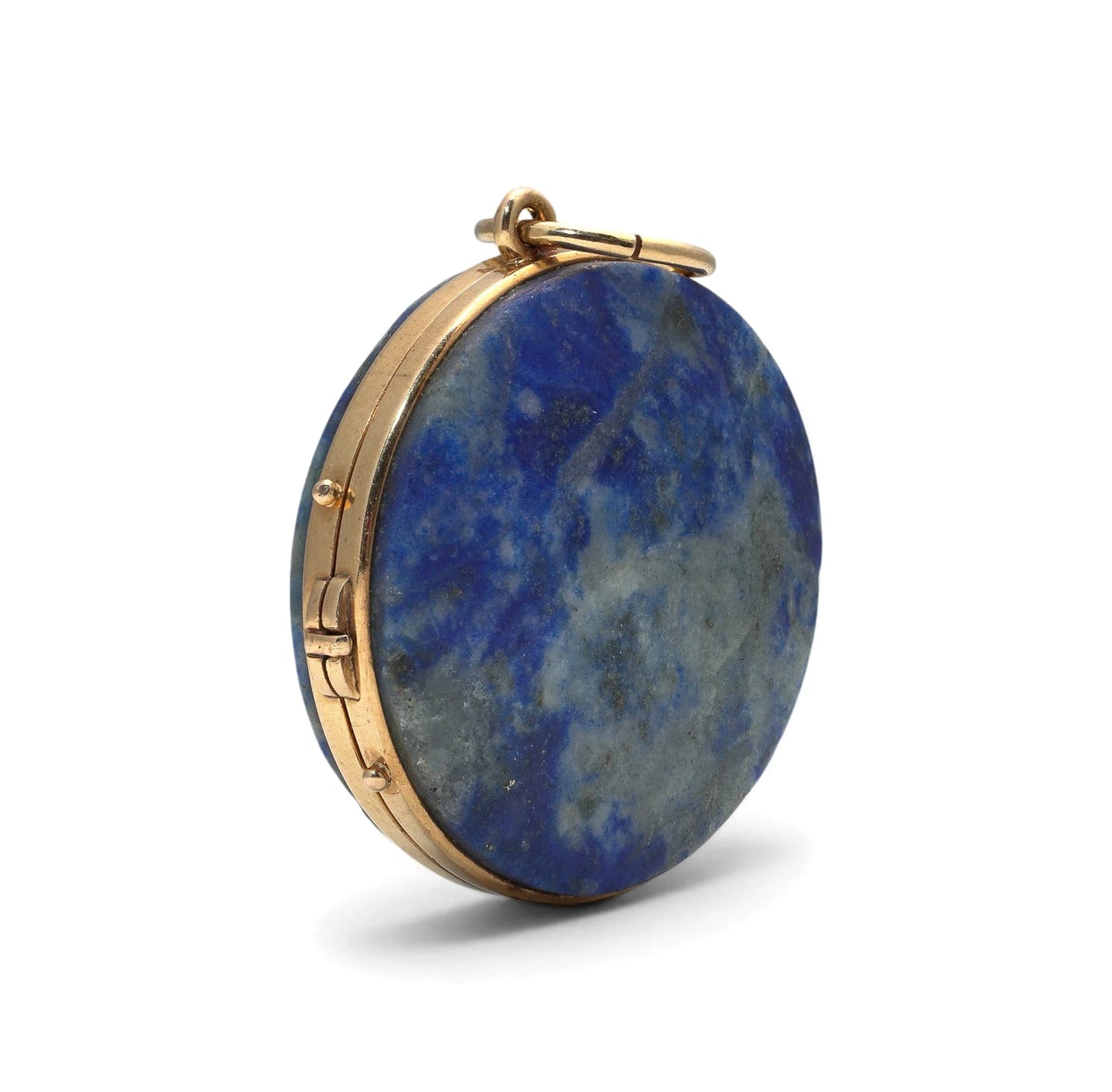 Antique 18 Carat Yellow Gold Lapis Lazuli Religious Icon Locket Pendant, Circa 1900