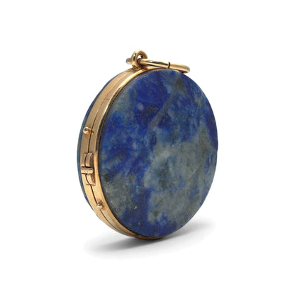 Antique 18 Carat Yellow Gold Lapis Lazuli Religious Icon Locket Pendant, Circa 1900