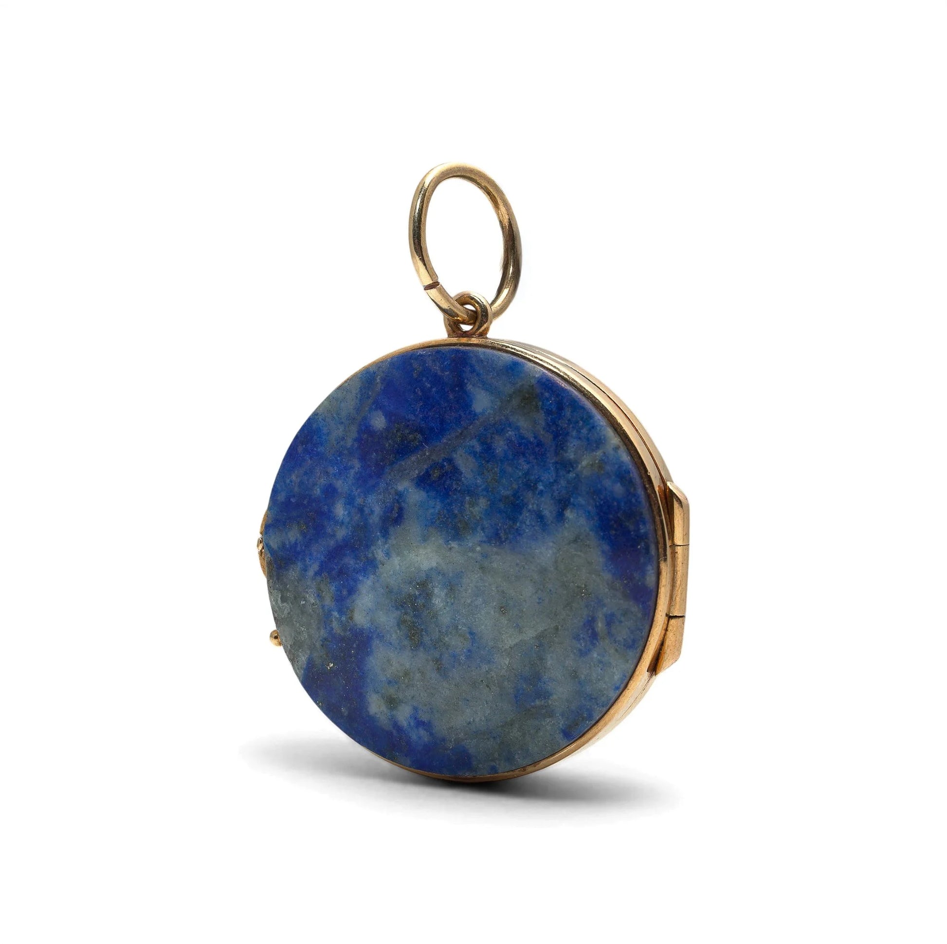 Antique 18 Carat Yellow Gold Lapis Lazuli Religious Icon Locket Pendant, Circa 1900
