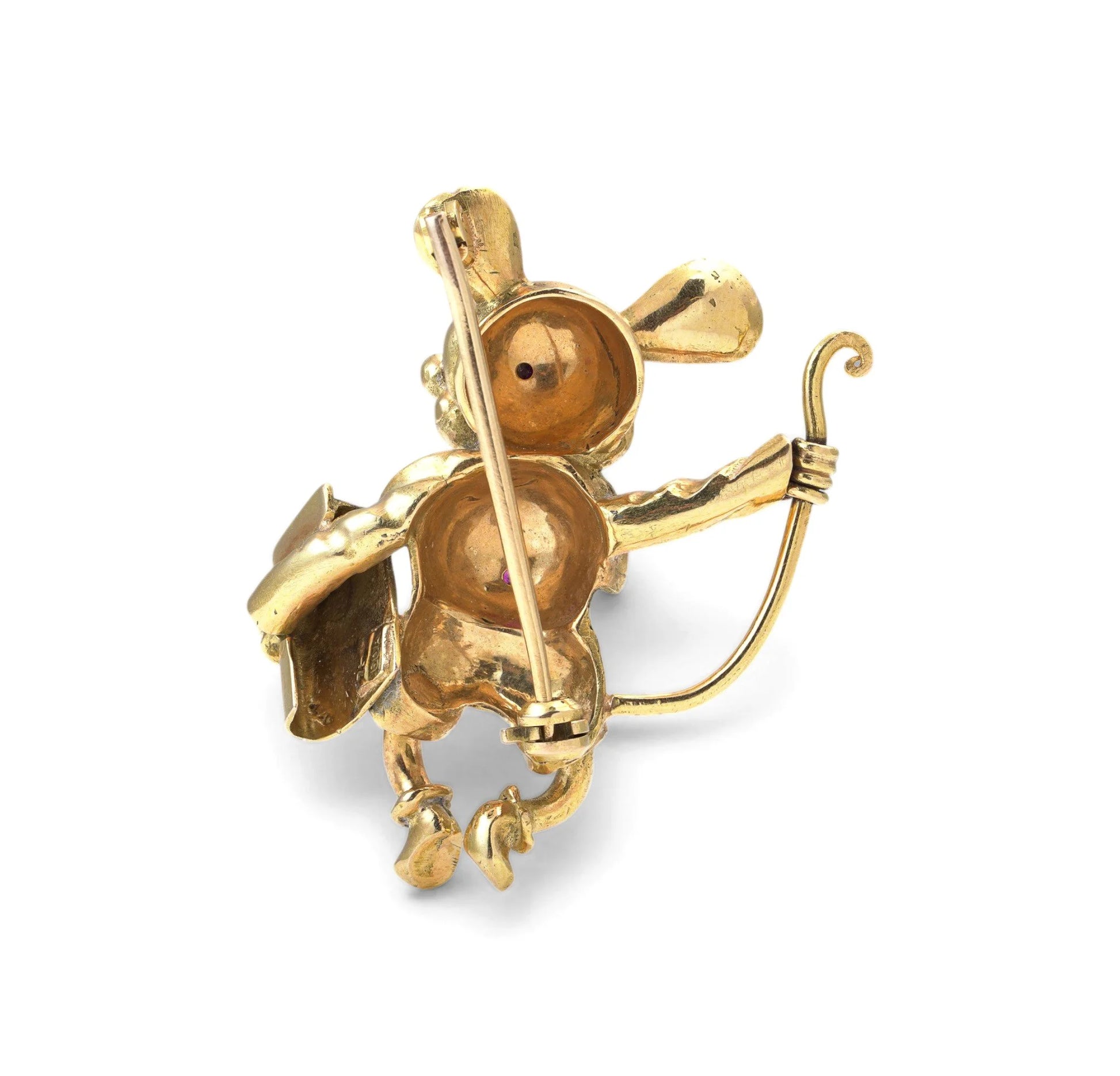 Vintage 18KT Gold Lapis Lazuli Mouse Brooch