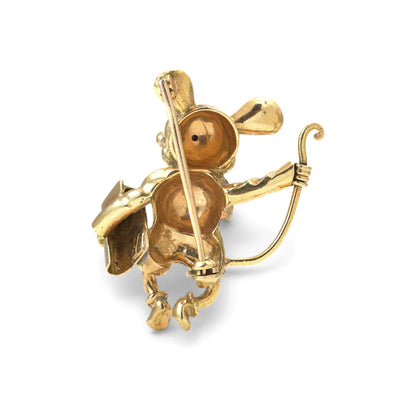 Vintage 18KT Gold Lapis Lazuli Mouse Brooch