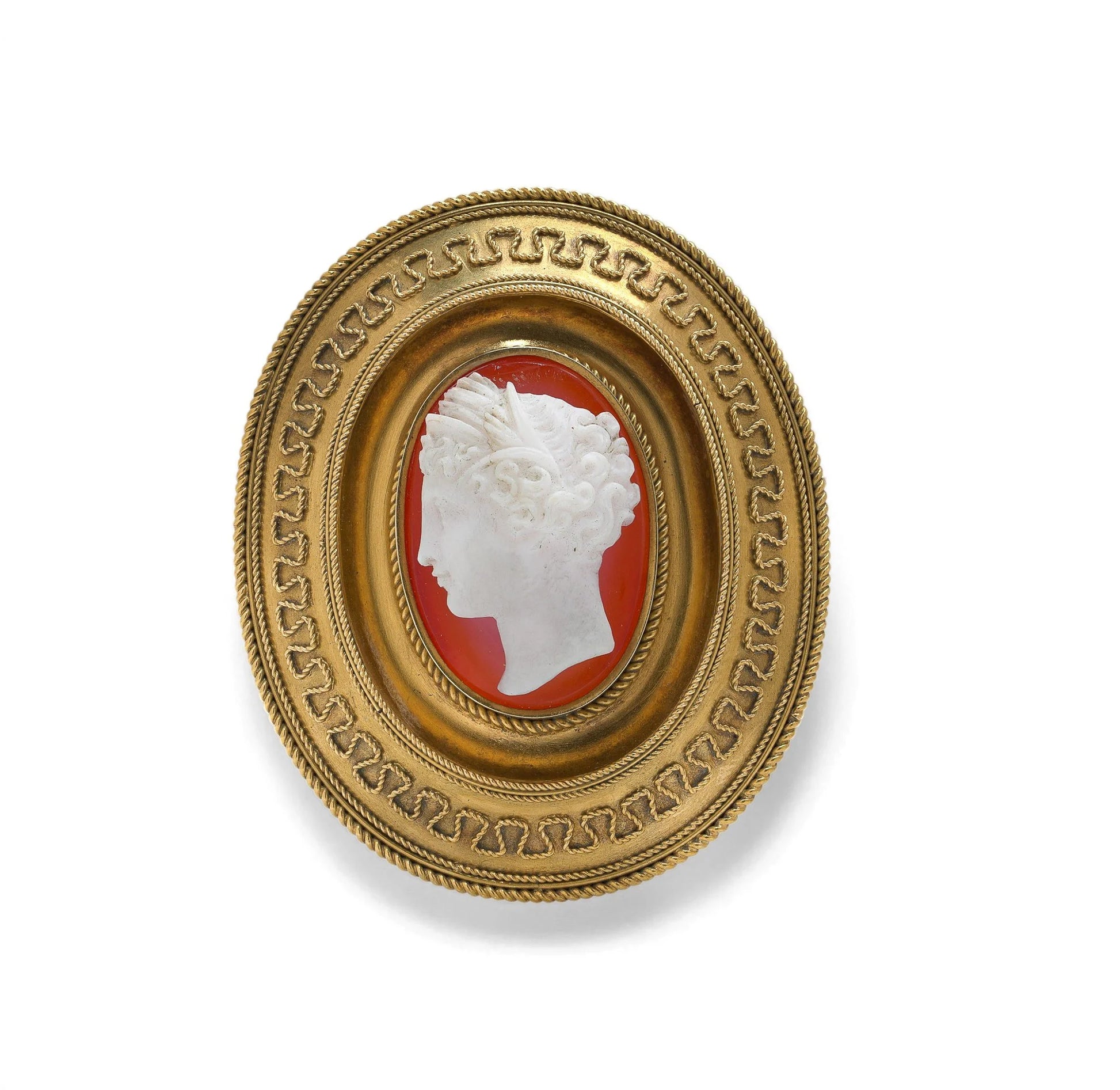 Victorian 20KT Gold Carnelian Cameo Brooch