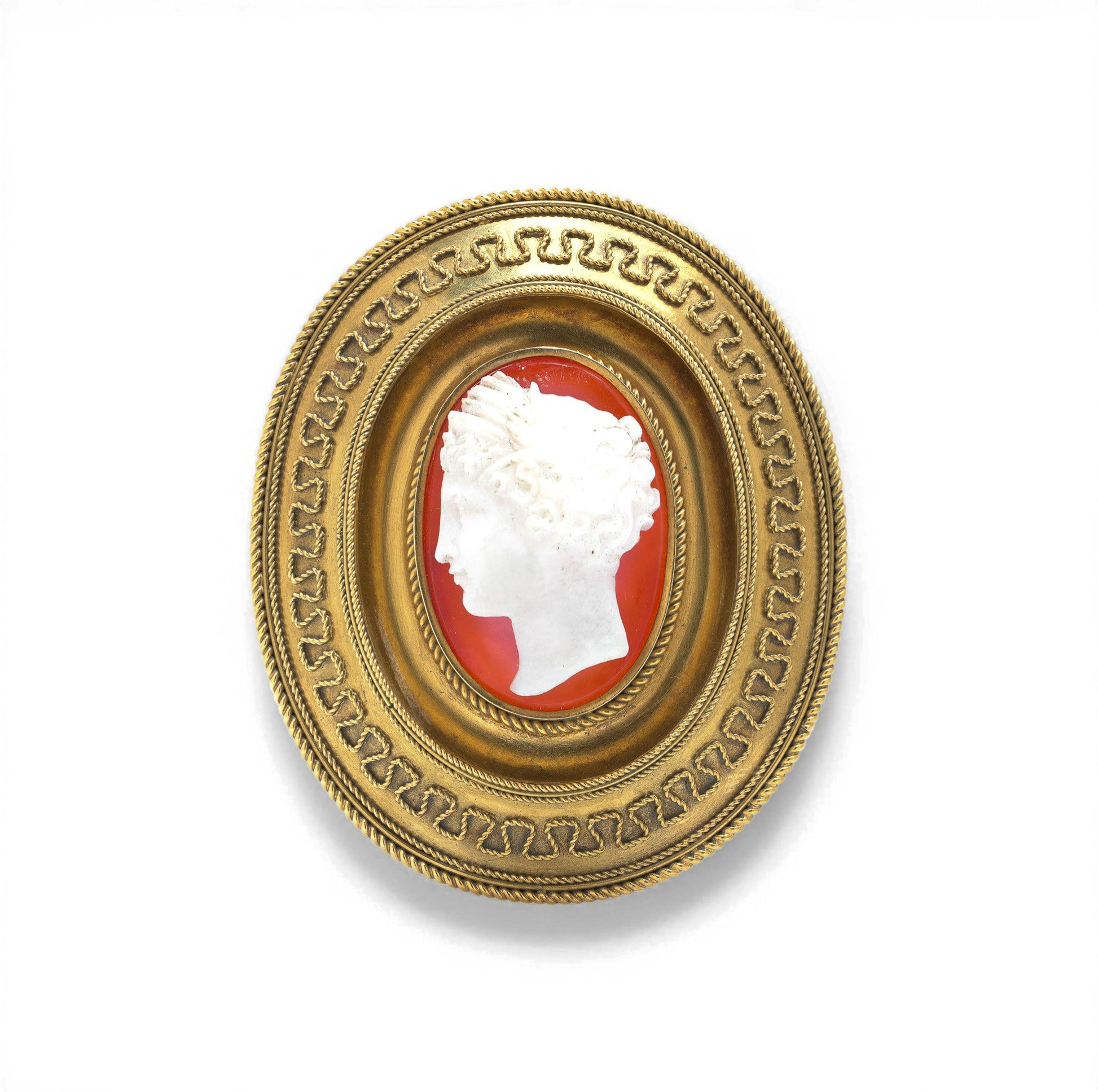 Victorian 20KT Gold Carnelian Cameo Brooch