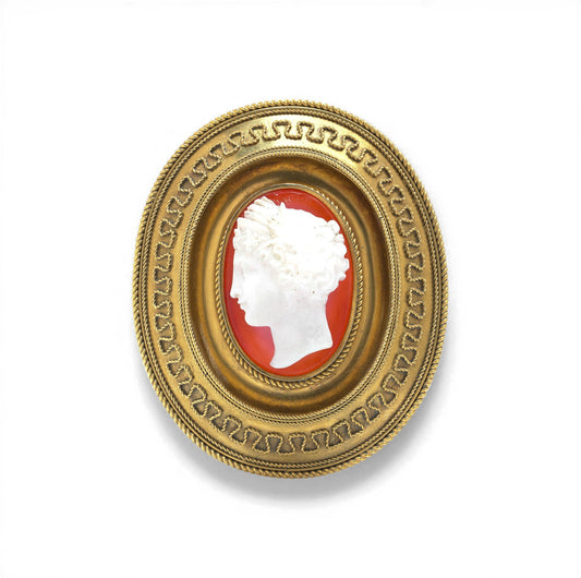 Victorian 20KT Gold Carnelian Cameo Brooch