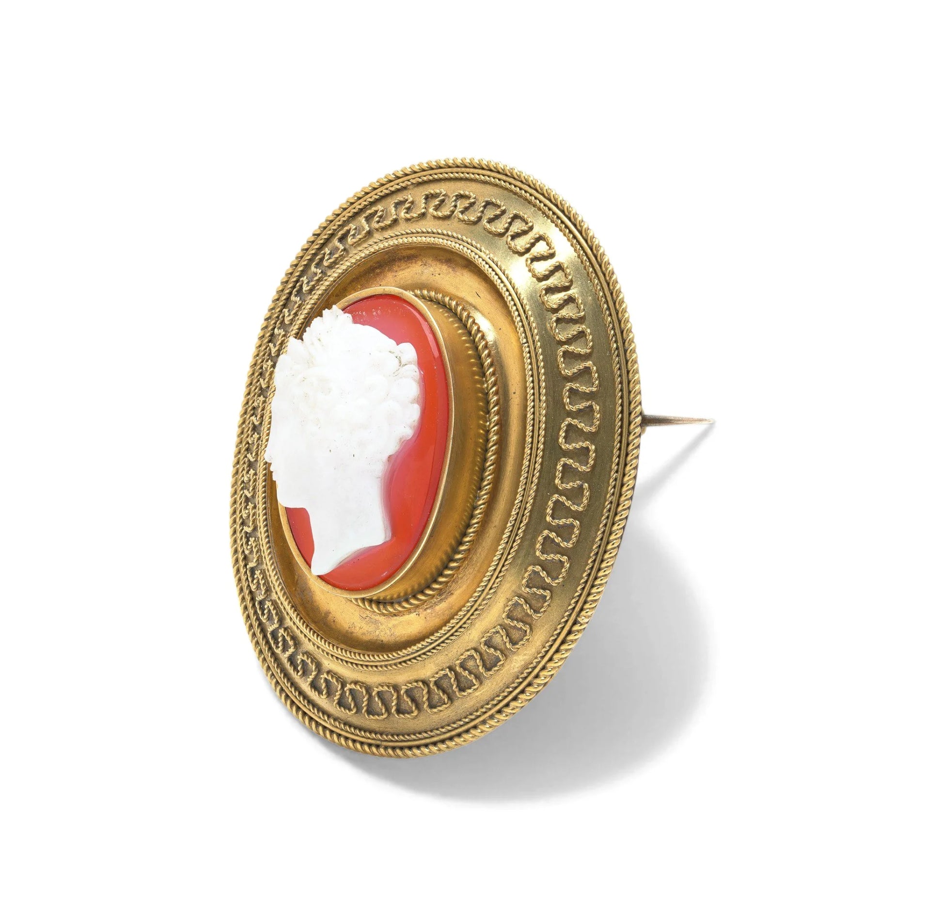 Victorian 20KT Gold Carnelian Cameo Brooch