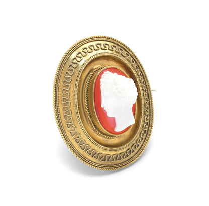 Victorian 20KT Gold Carnelian Cameo Brooch