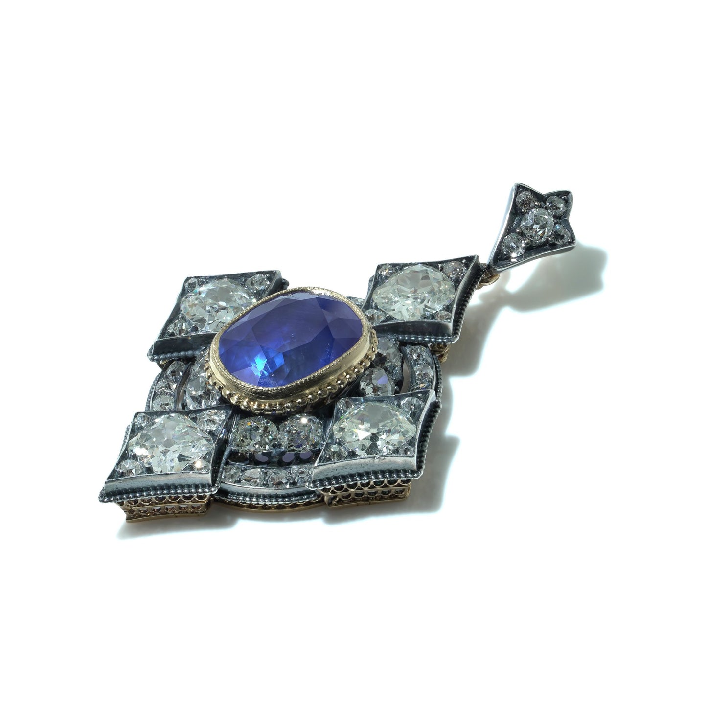 Important Victorian 14.68ct Burmese Sapphire and Diamond Pendant