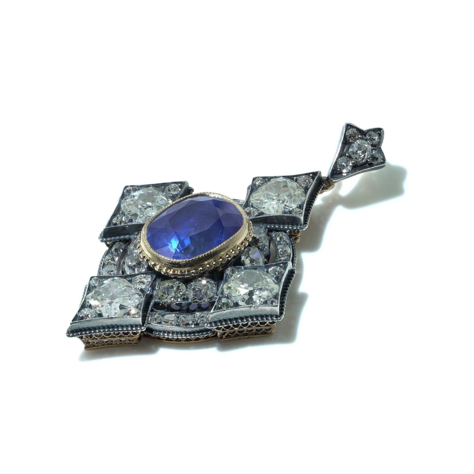 Important Victorian 14.68ct Burmese Sapphire and Diamond Pendant