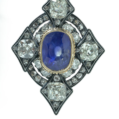 Important Victorian 14.68ct Burmese Sapphire and Diamond Pendant