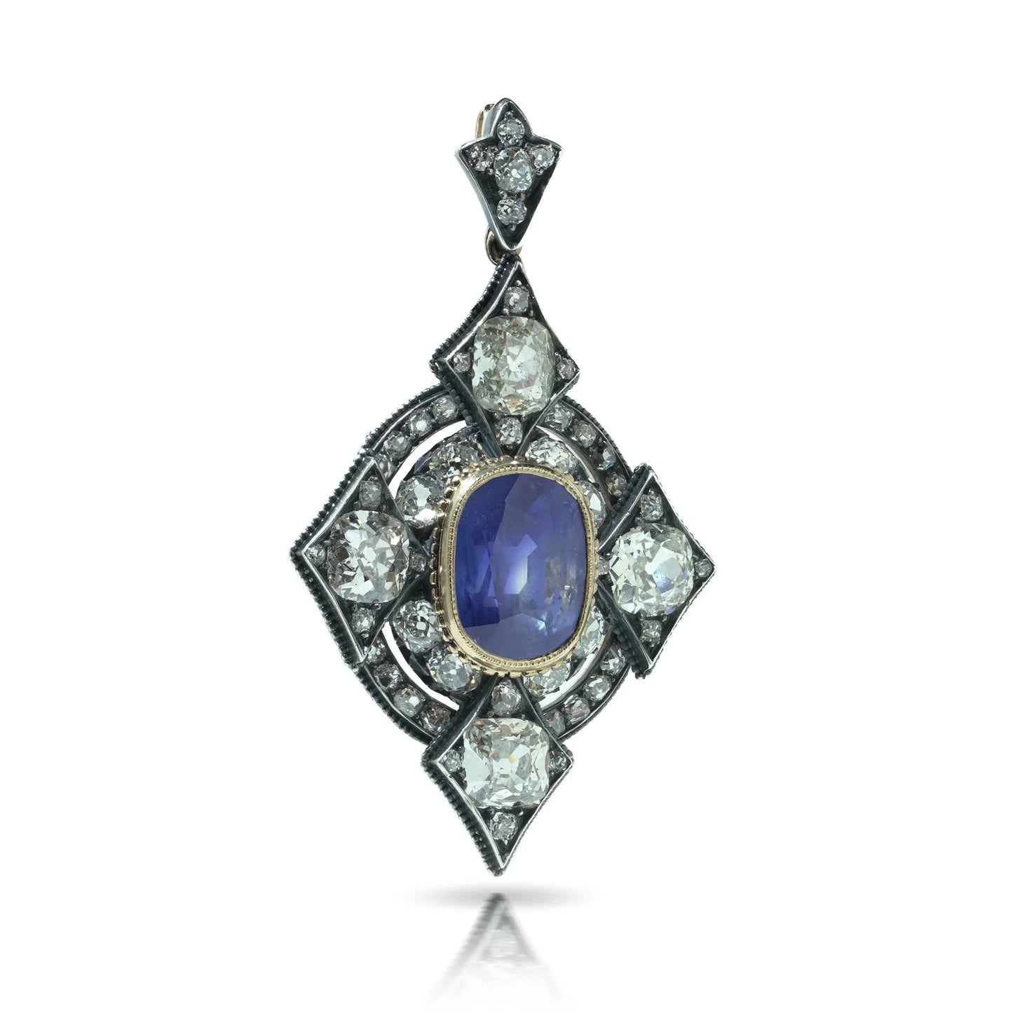 Important Victorian 14.68ct Burmese Sapphire and Diamond Pendant