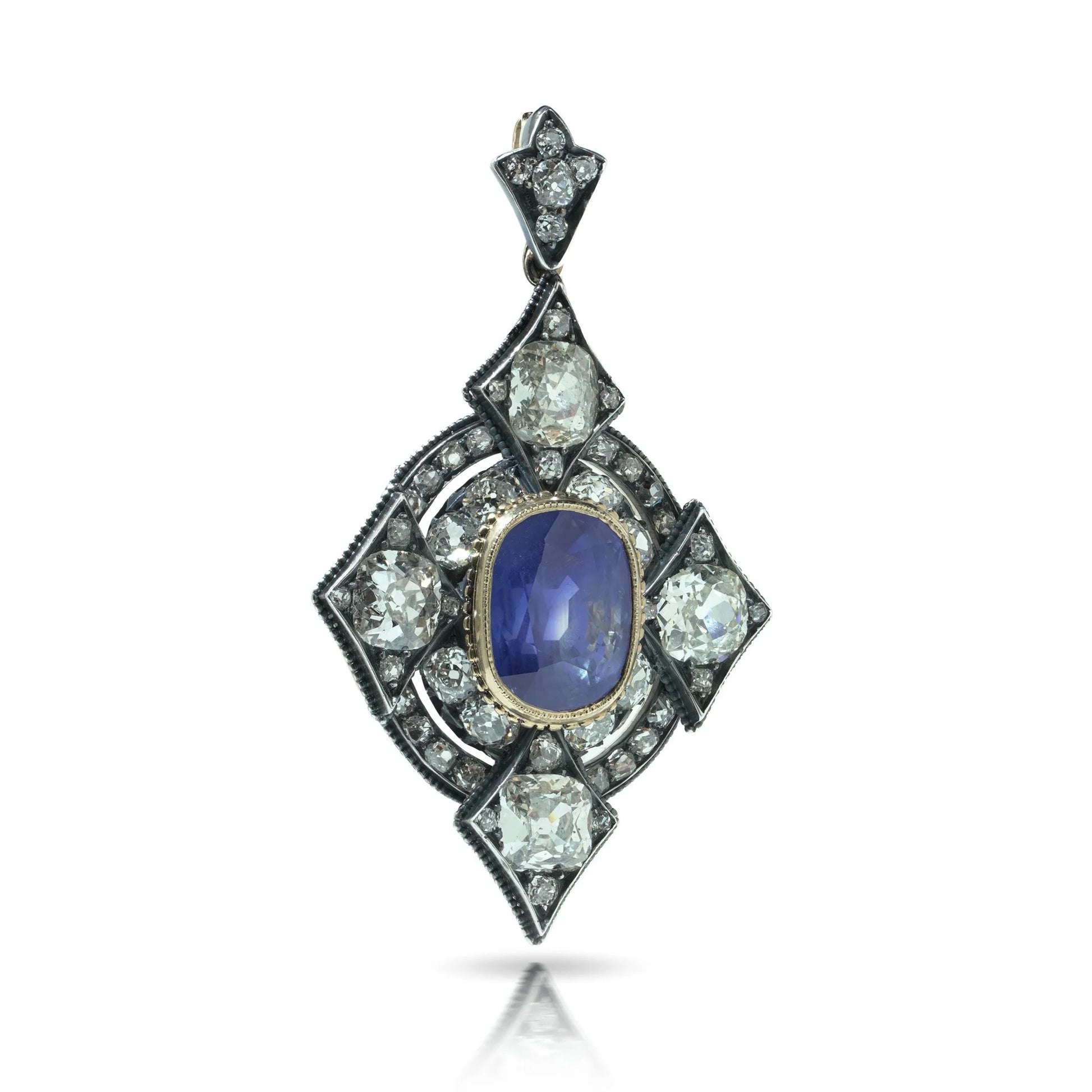 Important Victorian 14.68ct Burmese Sapphire and Diamond Pendant