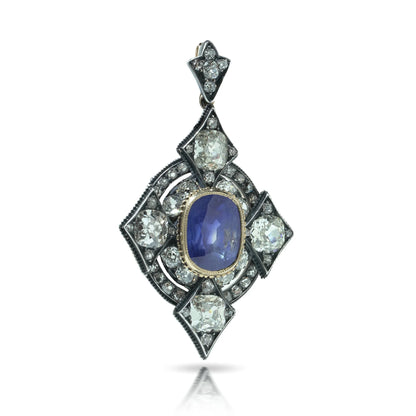 Important Victorian 14.68ct Burmese Sapphire and Diamond Pendant