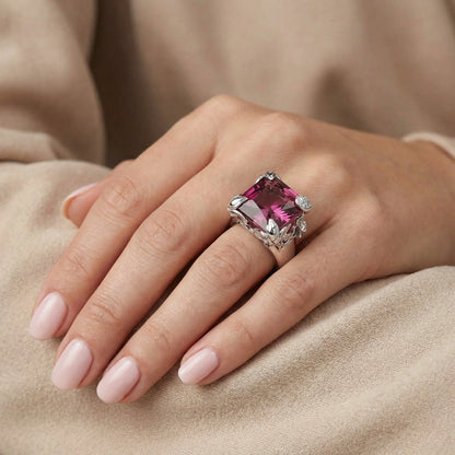 Carrera y Carrera 18 Carat White Gold Pink Tourmaline Cocktail Ring