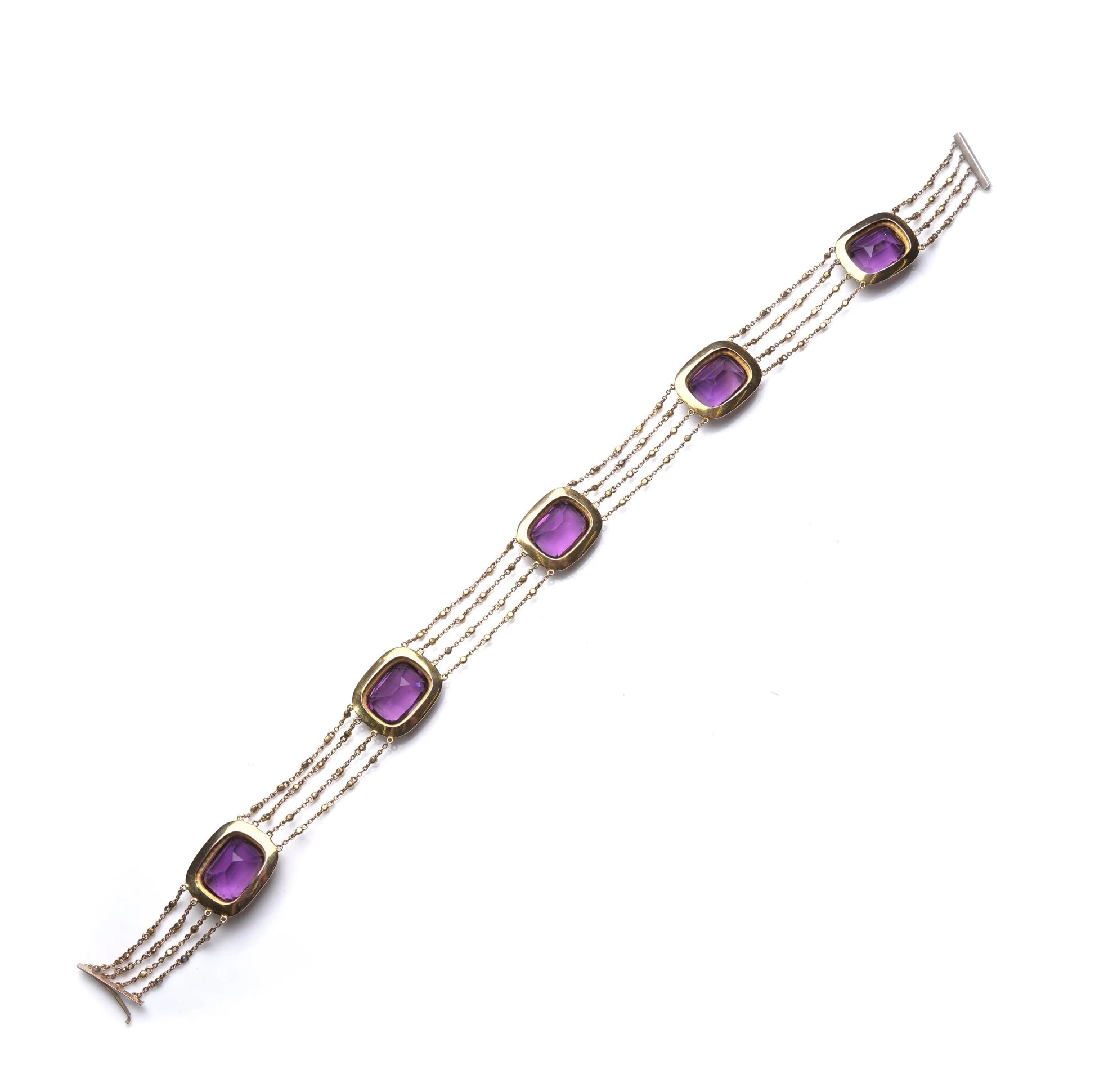 Victorian Natural Pearl and Amethyst Necklace in 14KT Gold