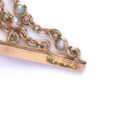 Victorian Natural Pearl and Amethyst Necklace in 14KT Gold