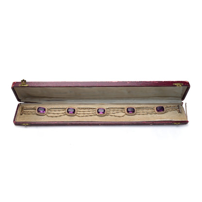 Victorian Natural Pearl and Amethyst Necklace in 14KT Gold
