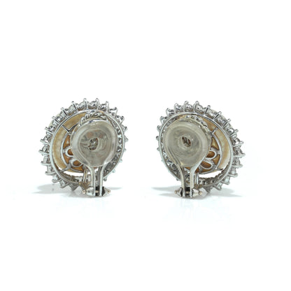 Vintage 14 ct White Gold South Sea Pearl And Diamond Clip-On Earrings