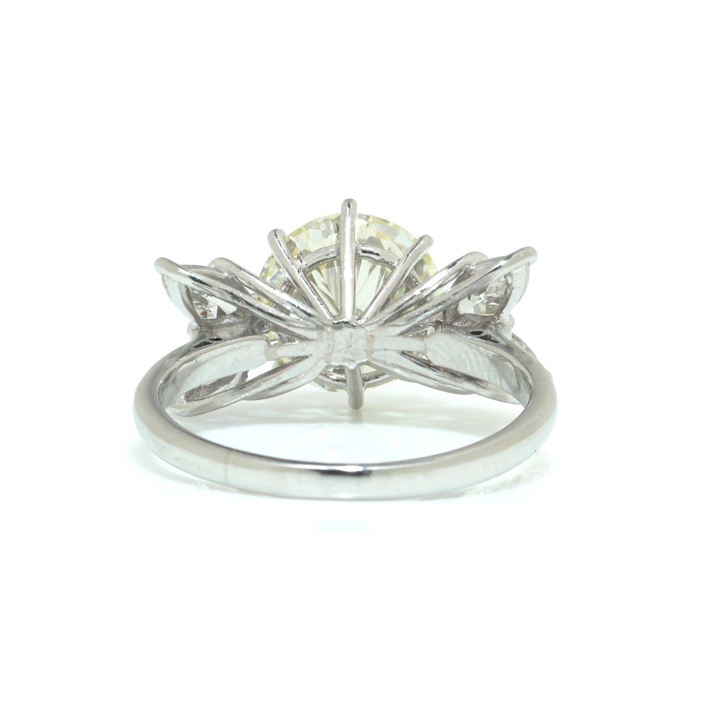 18KT White Gold 3.00ct Diamond Ring with Marquise Side Stones