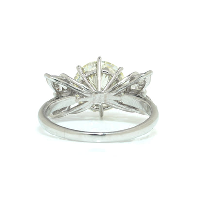 18KT White Gold 3.00ct Diamond Ring with Marquise Side Stones