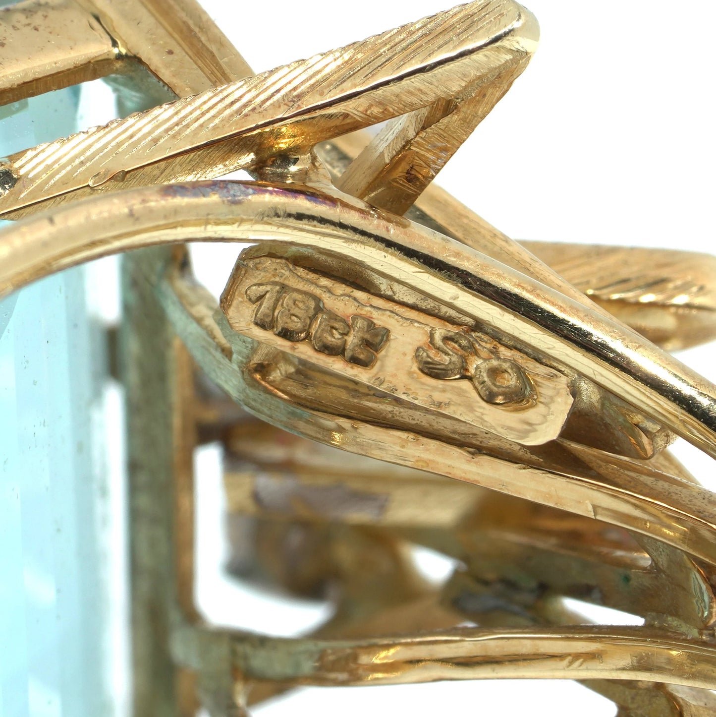 Retro 12cts Aquamarine and Diamond Cocktail Ring. Yellow Gold