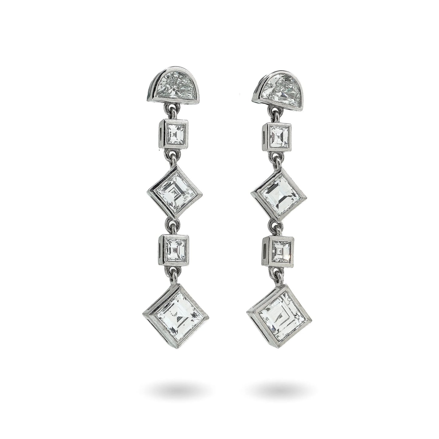 Platinum Diamond Drop Earrings 2.80ct Total