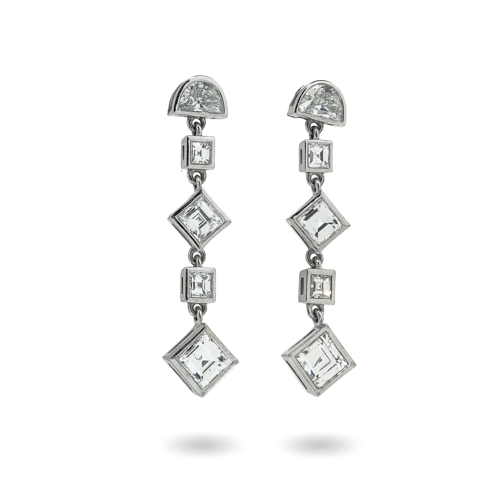 Platinum Diamond Drop Earrings 2.80ct Total