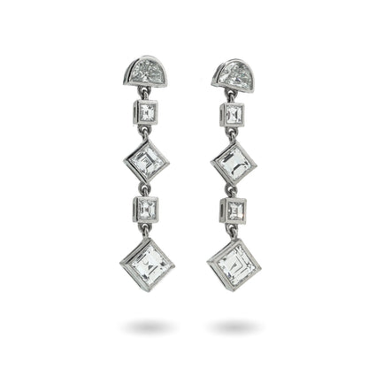 Platinum Diamond Drop Earrings 2.80ct Total