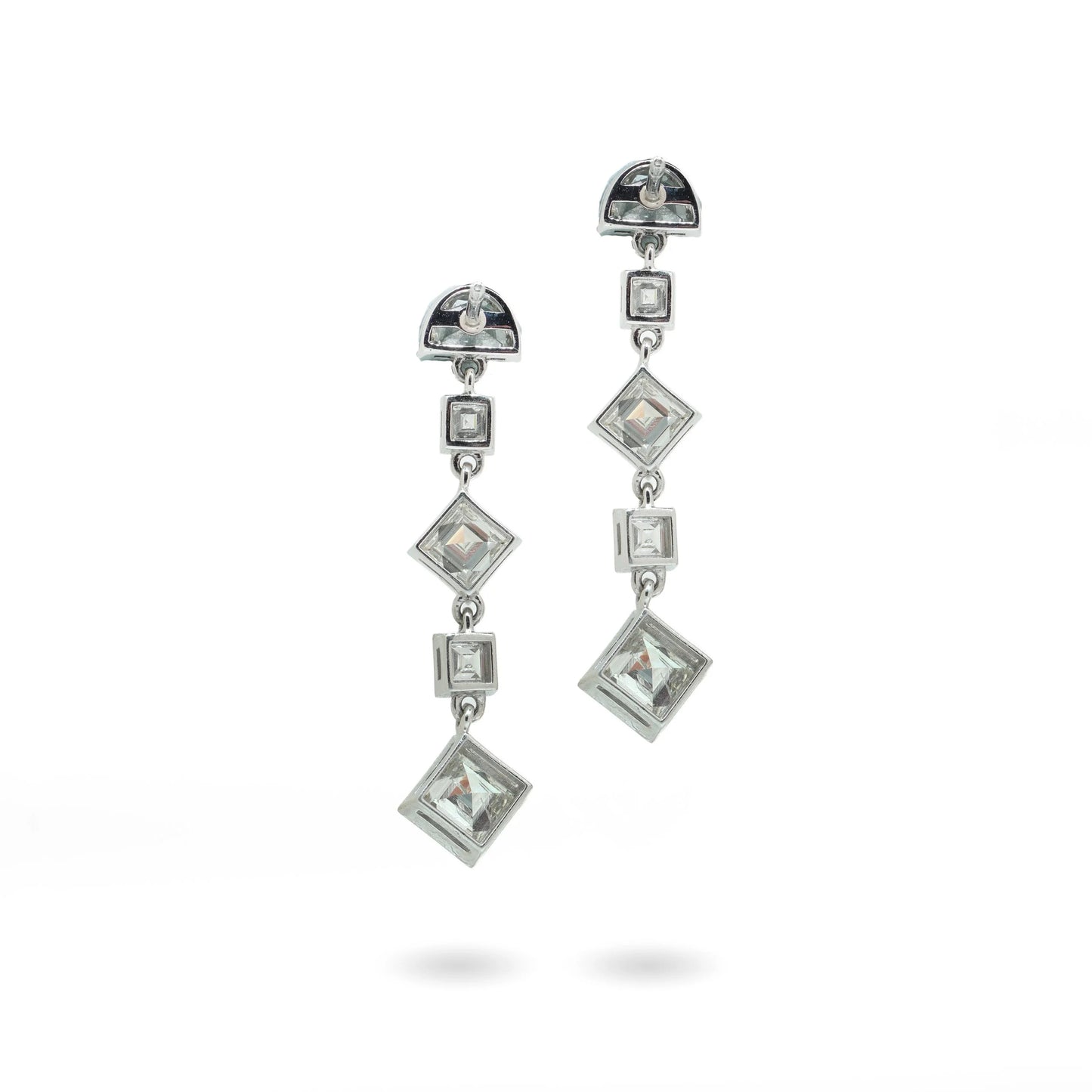 Platinum Diamond Drop Earrings 2.80ct Total