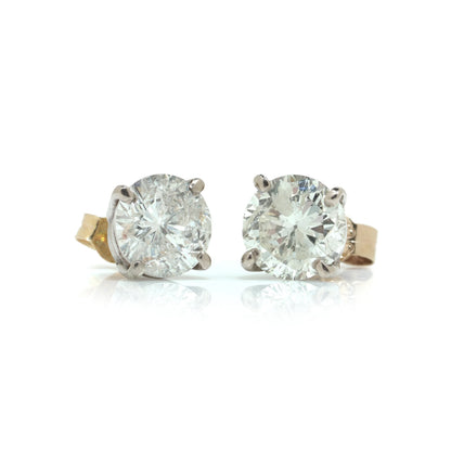 18 ct Gold Diamond Stud Earrings 2.60 ct Total