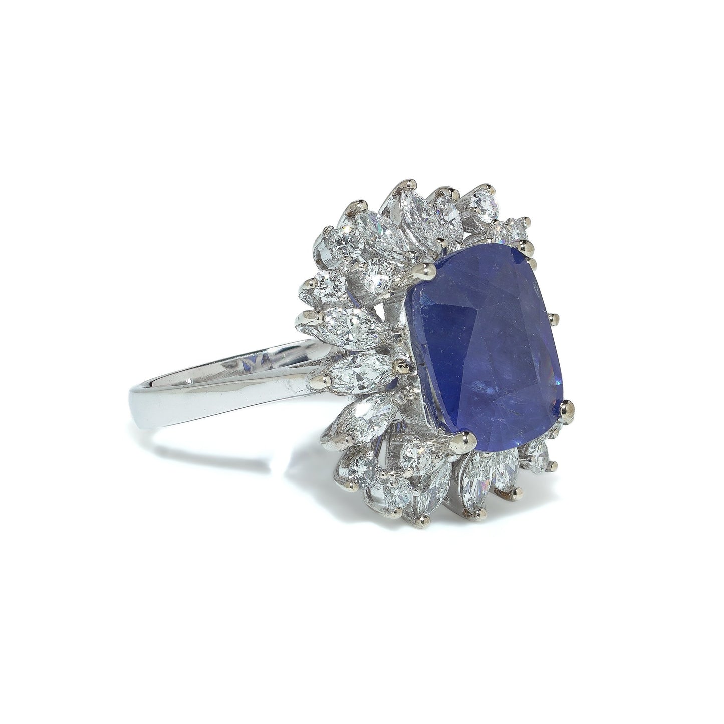 Vintage 4ct Sapphire and Diamond Cluster Cocktail Ring