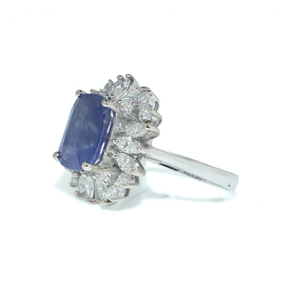 Vintage 4ct Sapphire and Diamond Cluster Cocktail Ring