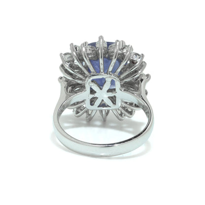 Vintage 4ct Sapphire and Diamond Cluster Cocktail Ring