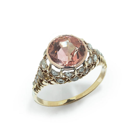 Vintage 18 ct Gold 4.68 ct Pink Tourmaline Ring