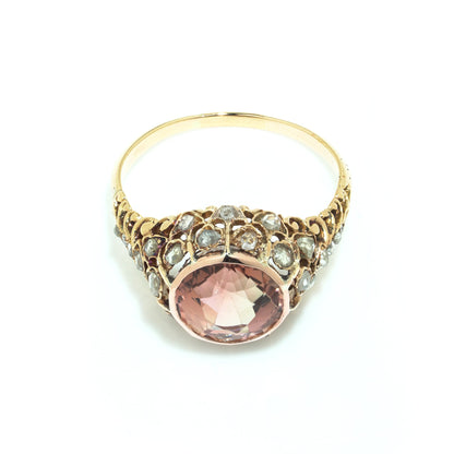 Vintage 18 ct Gold 4.68 ct Pink Tourmaline Ring