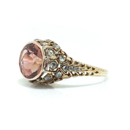 Vintage 18 ct Gold 4.68 ct Pink Tourmaline Ring