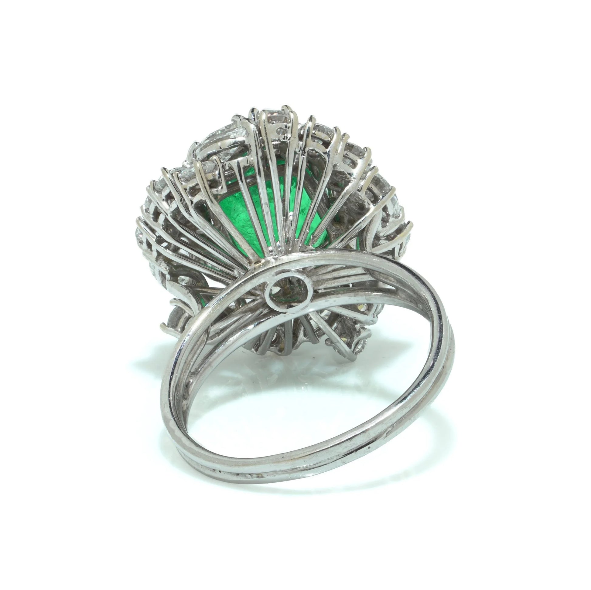 18 ct White Gold 3.22 ct Colombian Emerald Diamond Cluster Engagement Ring