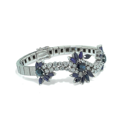 Vintage 18KT White Gold Sapphire and Diamond Bracelet