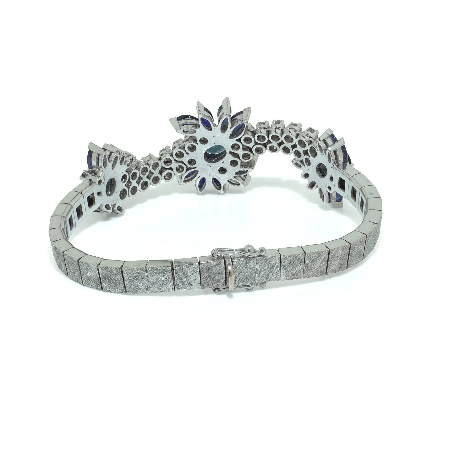 Vintage 18KT White Gold Sapphire and Diamond Bracelet