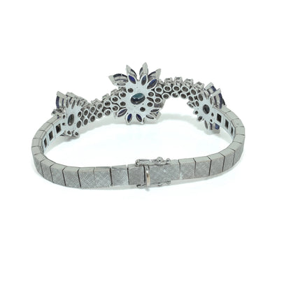 Vintage 18KT White Gold Sapphire and Diamond Bracelet