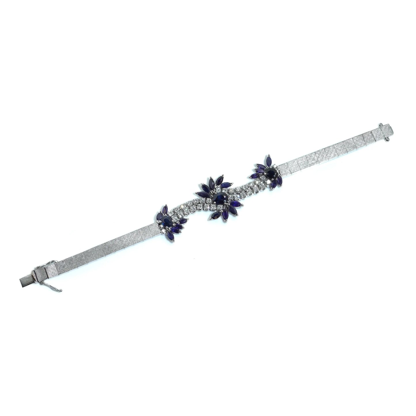 Vintage 18KT White Gold Sapphire and Diamond Bracelet