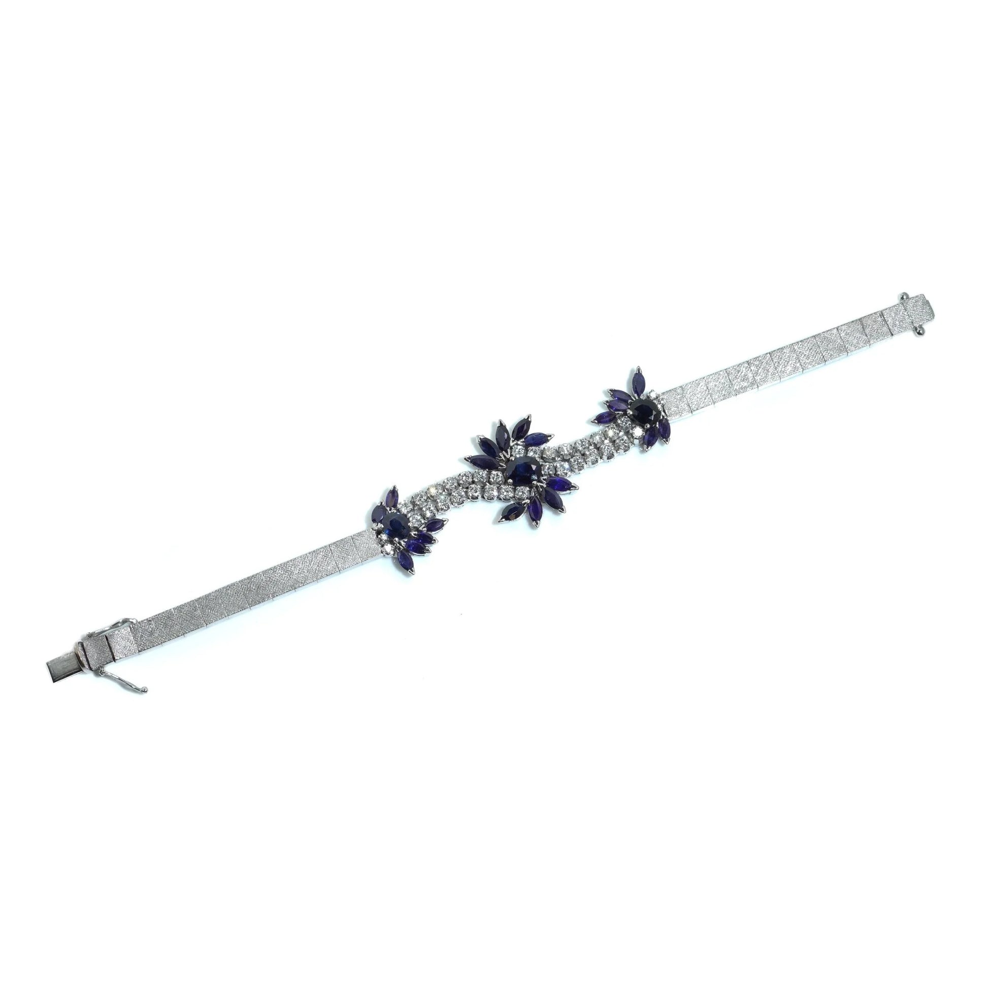 Vintage 18KT White Gold Sapphire and Diamond Bracelet