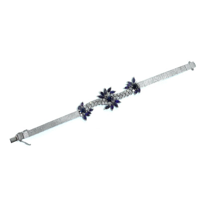 Vintage 18KT White Gold Sapphire and Diamond Bracelet