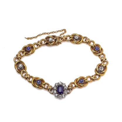 Early 20th Century 21KT Gold Sapphire and Diamond Bracelet