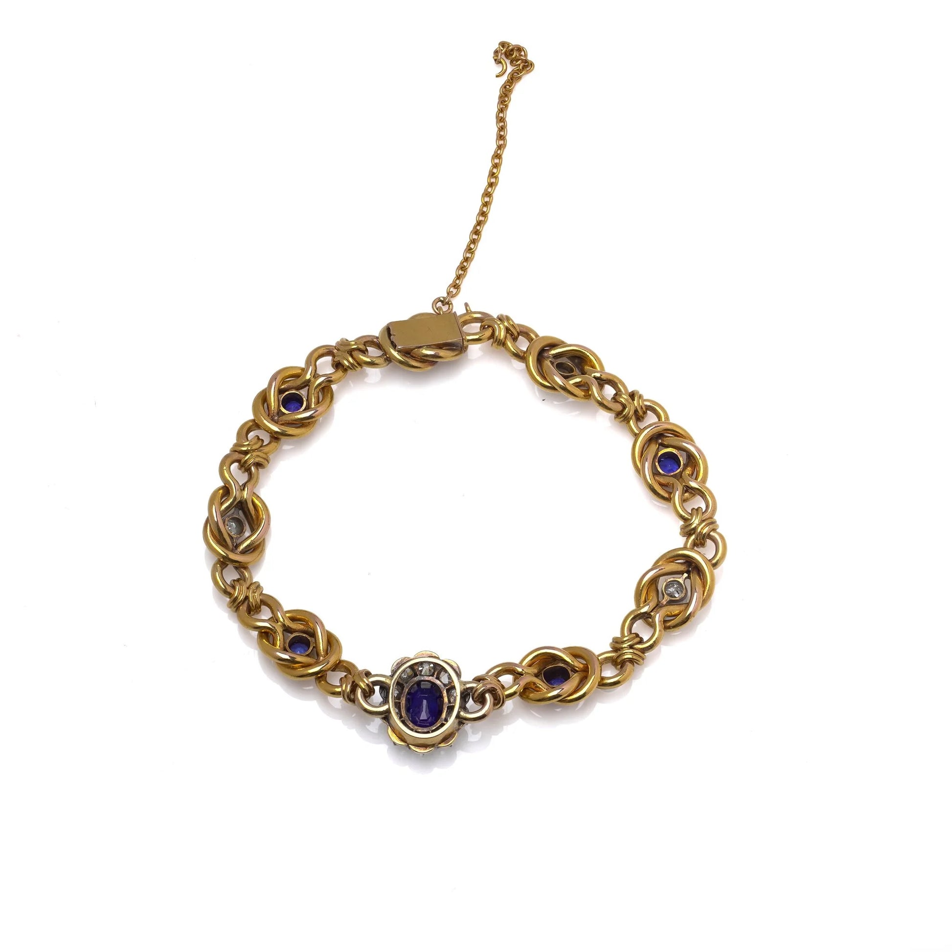 Early 20th Century 21KT Gold Sapphire and Diamond Bracelet