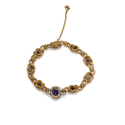 Early 20th Century 21KT Gold Sapphire and Diamond Bracelet