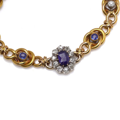 Early 20th Century 21KT Gold Sapphire and Diamond Bracelet