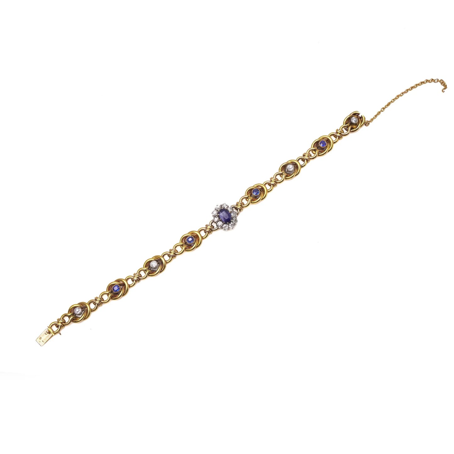 Early 20th Century 21KT Gold Sapphire and Diamond Bracelet