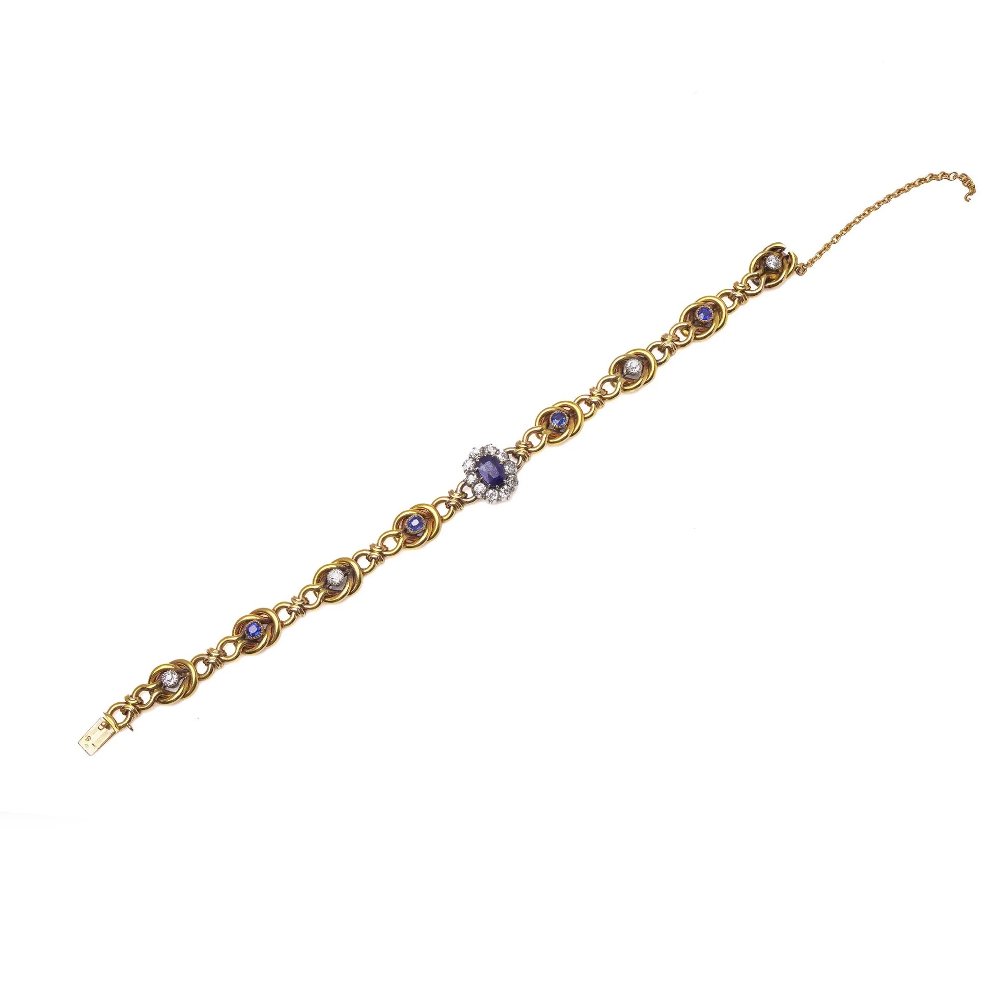 Early 20th Century 21KT Gold Sapphire and Diamond Bracelet