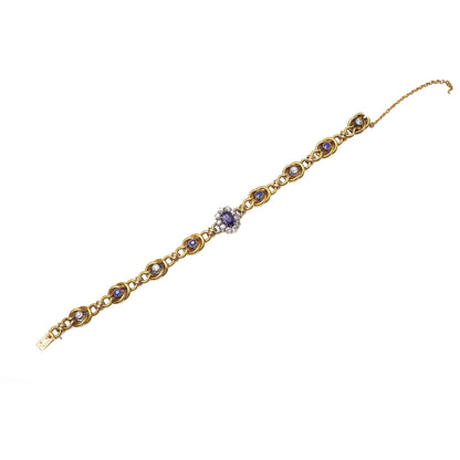 Early 20th Century 21KT Gold Sapphire and Diamond Bracelet